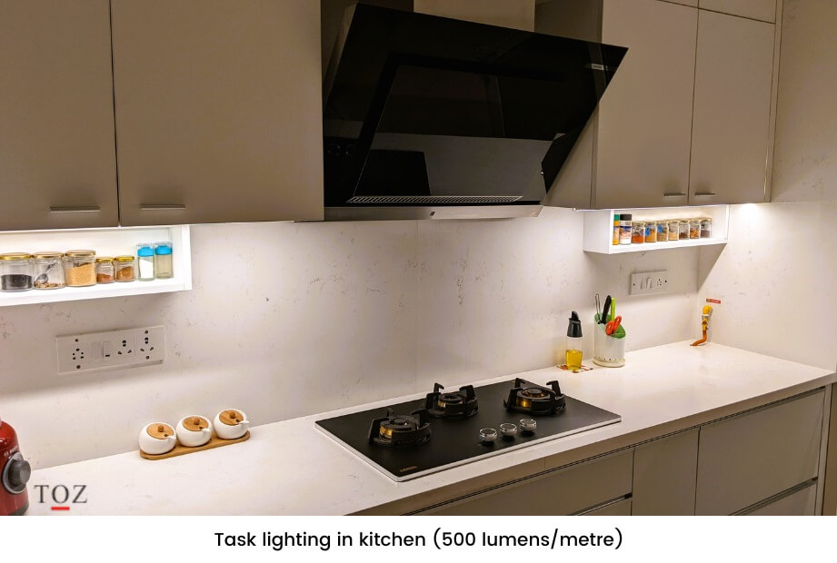 Task lighting in kitchen